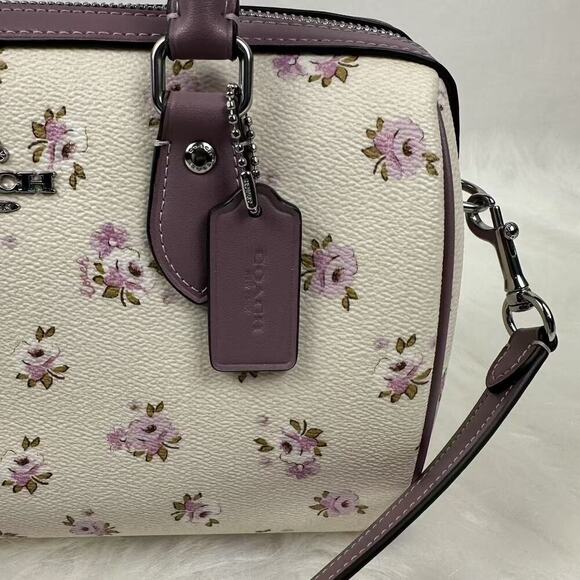 Coach Rowan Satchel Bag Crossbody With Floral Print CAL58 Chalk Multi NWT - Picture 2 of 10